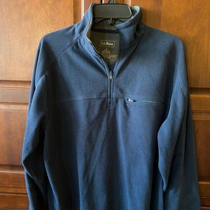 L.L. Bean Navy Blue 1/4 Zip Pullover Mock Neck Fleece Sweatshirt Mens Size L